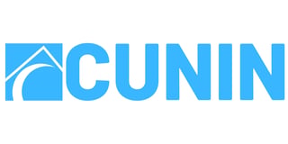 CUNIN logo featuring blue house icon with white roof design next to text