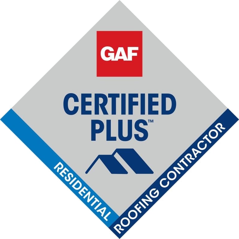 GAF Certified Plus Residential Roofing Contractor certification badge