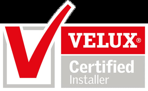 VELUX Certified Installer logo with red checkmark in gray box